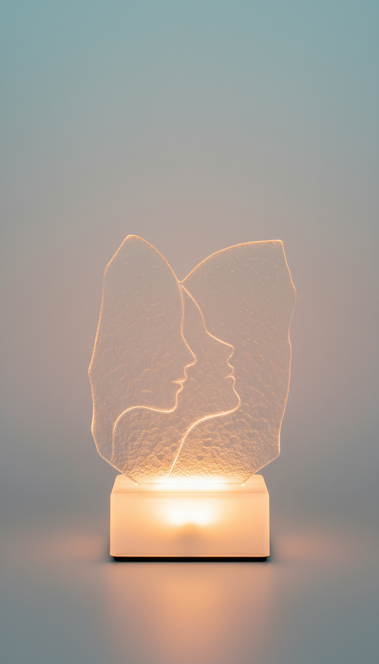 Couple’s Duet Glass Keepsake With Dual Portrait