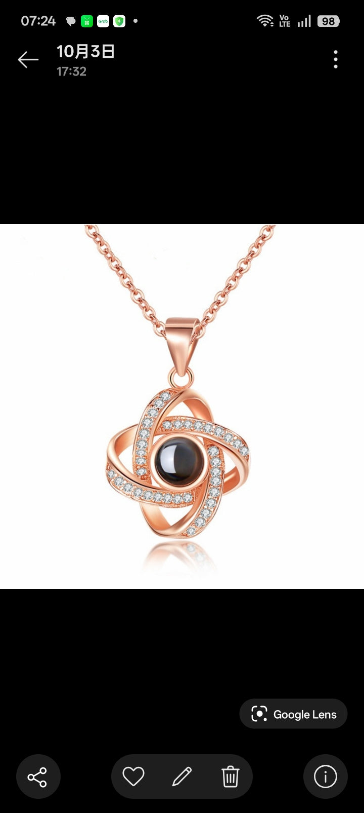Custom Projection Necklace — Personalized Photo Inside, 925 Sterling Silver