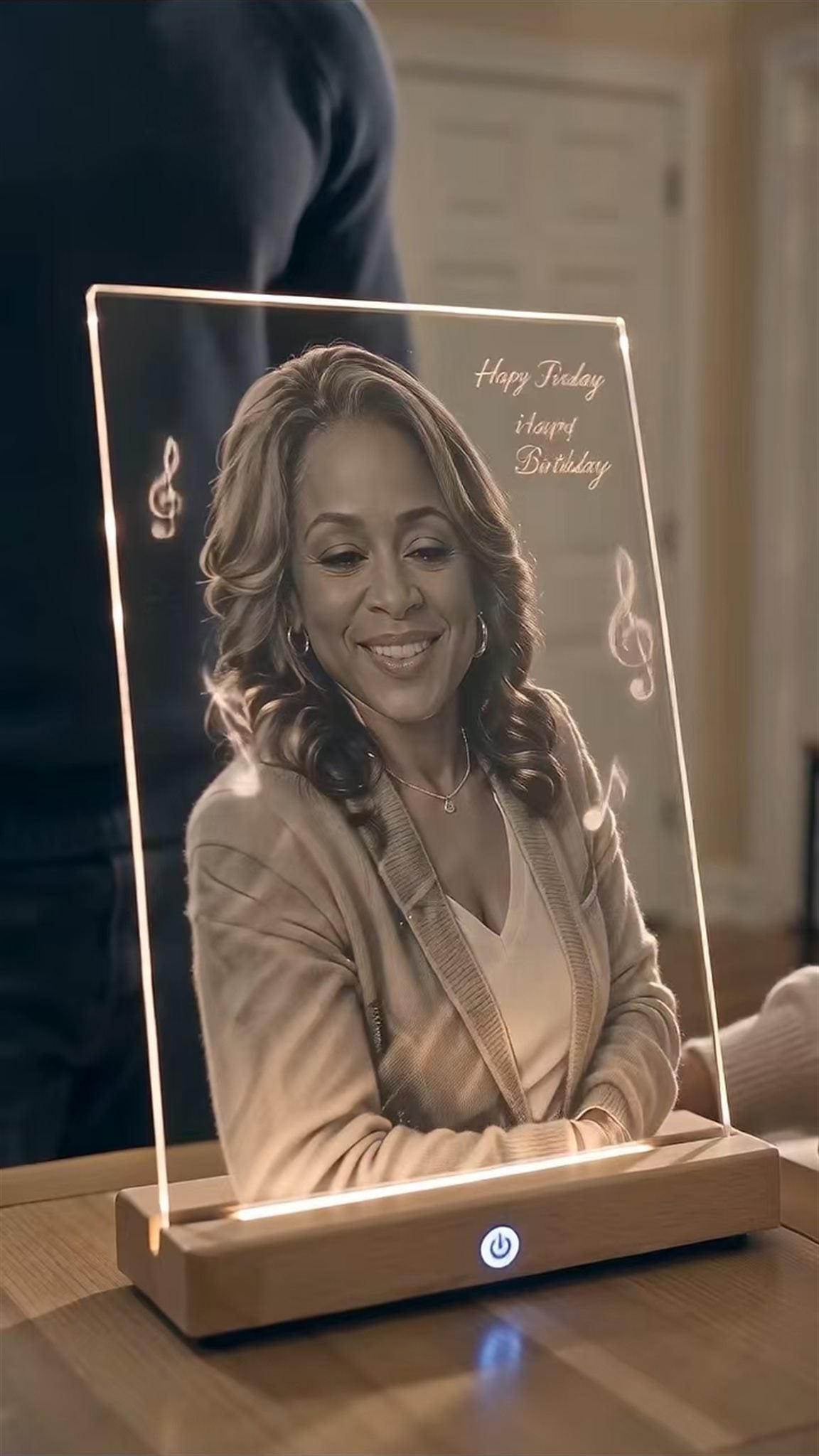 Custom Music Glass Art — Personalized Photo with Original Song, LED Light