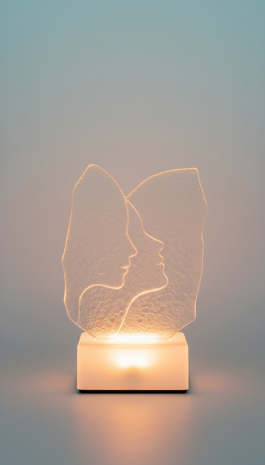 Couple’s Duet Glass Keepsake With Dual Portrait