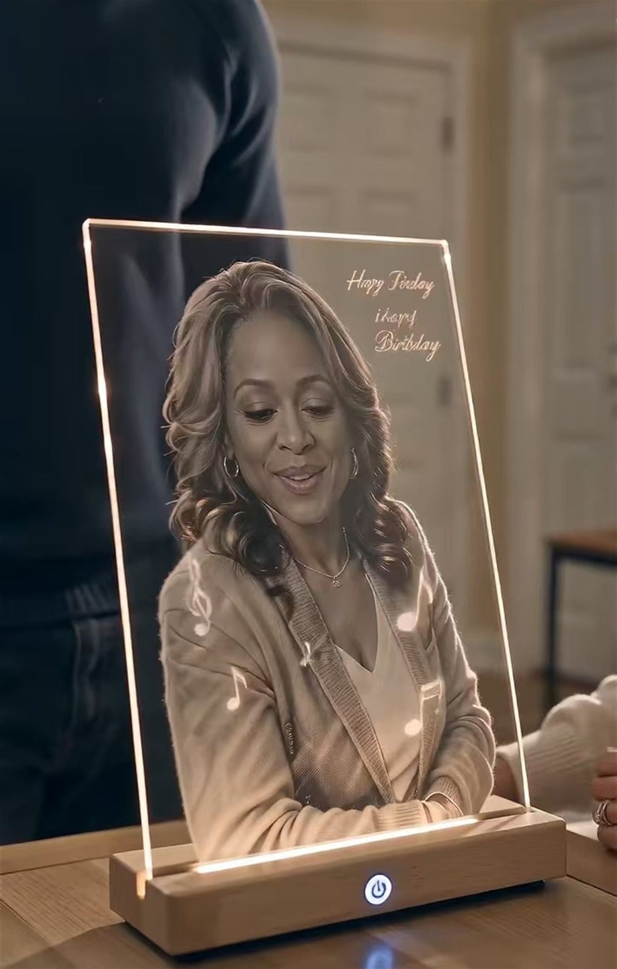 Custom Music Glass Art — Personalized Photo with Original Song, LED Light