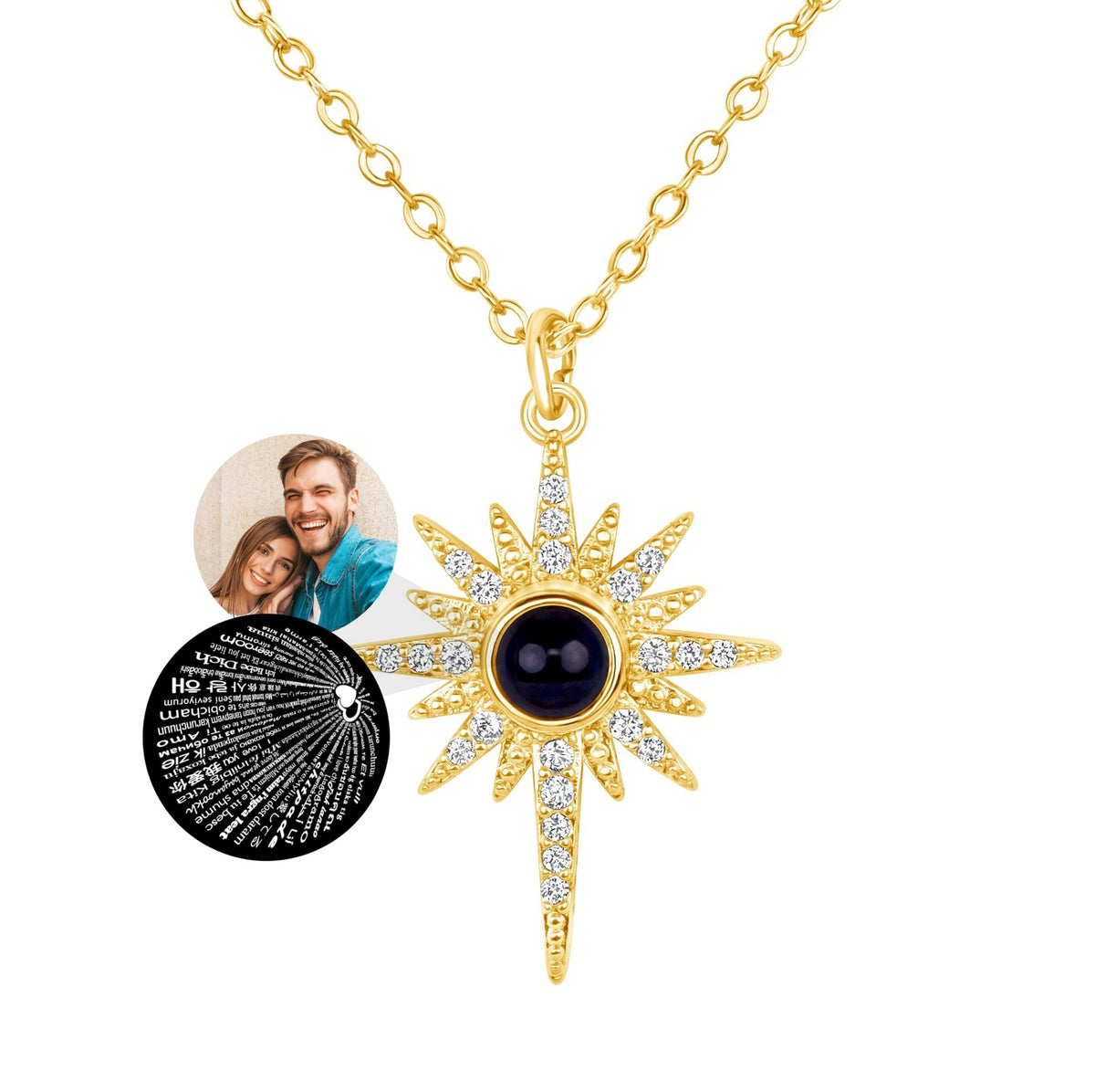 Custom Projection Necklace — Personalized Photo Inside, 925 Sterling Silver