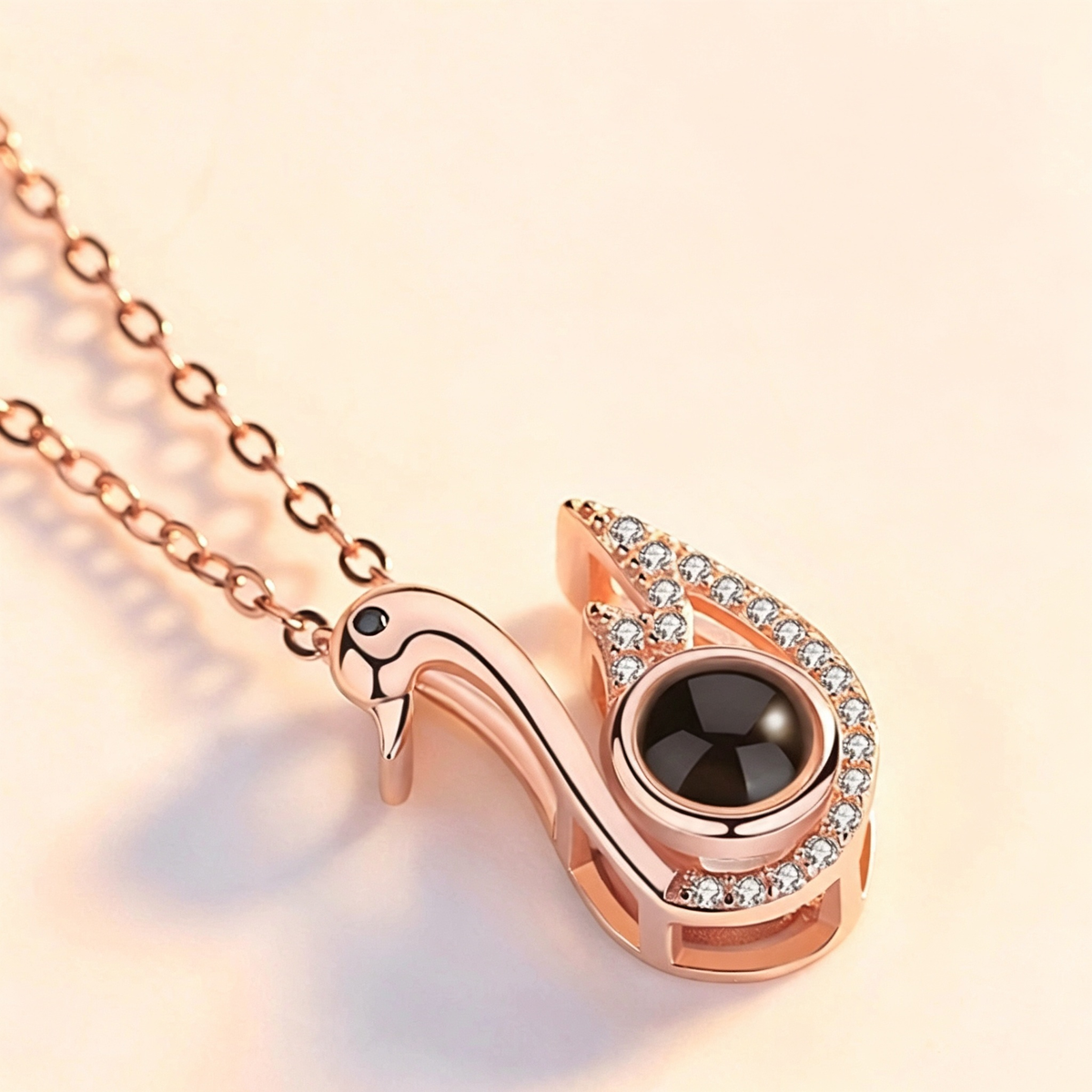 Custom Projection Necklace — Personalized Photo Inside, 925 Sterling Silver