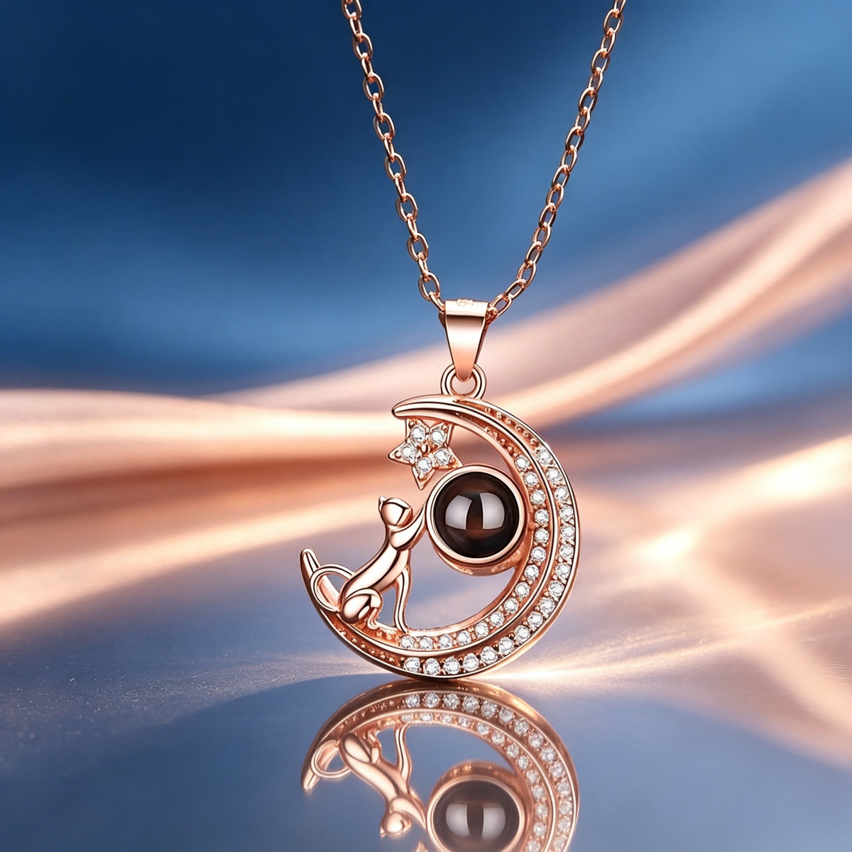 Custom Projection Necklace — Personalized Photo Inside, 925 Sterling Silver